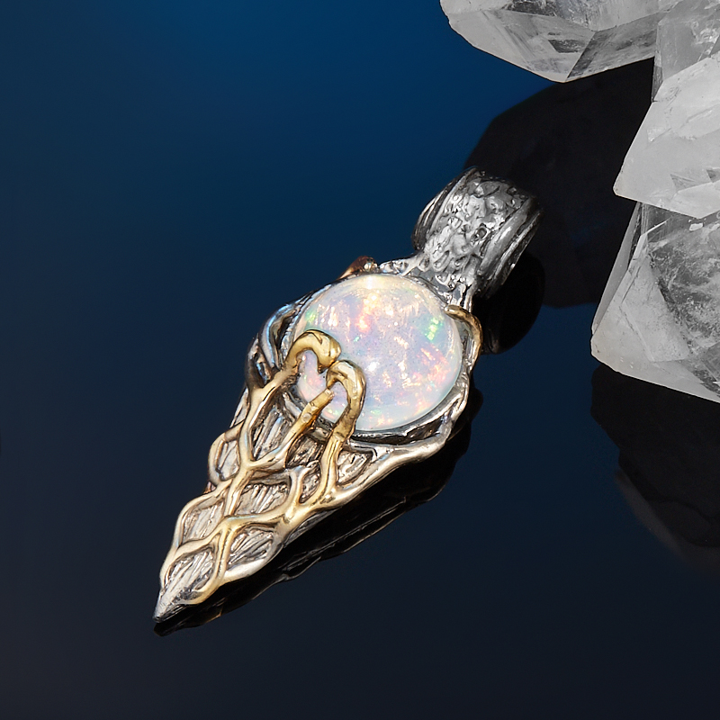 

Кулон опал благородный белый (серебро 925 пр. позолота, родир. сер.)