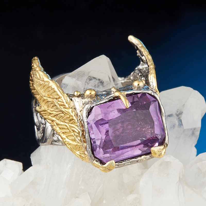 

Кольцо аметист (серебро 925 пр. позолота, родир. сер.) огранка размер 18