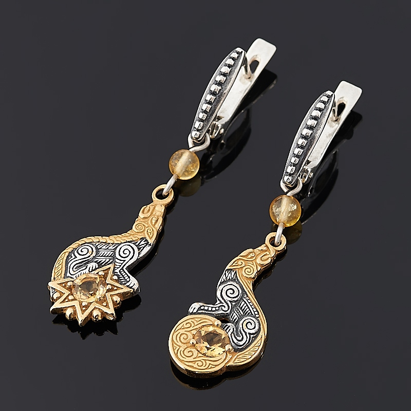 

Серьги цитрин (серебро 925 пр. оксидир., позолота) огранка