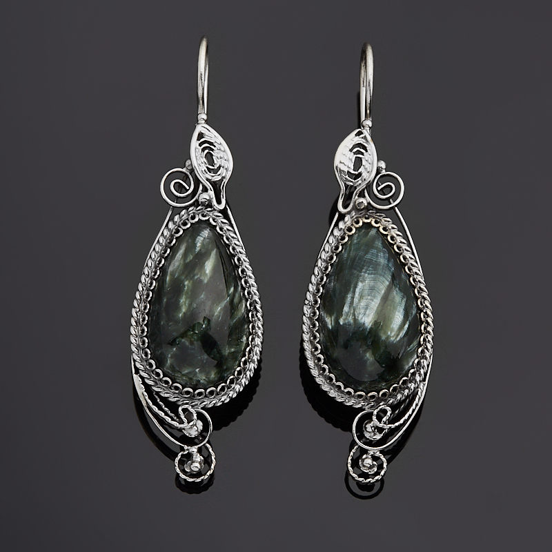 

Серьги клинохлор (серафинит) (нейзильбер)