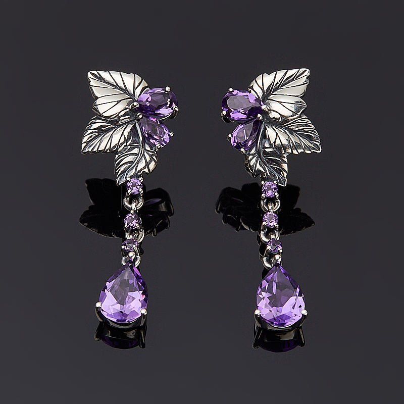 

Серьги аметист (серебро 925 пр. оксидир.) огранка