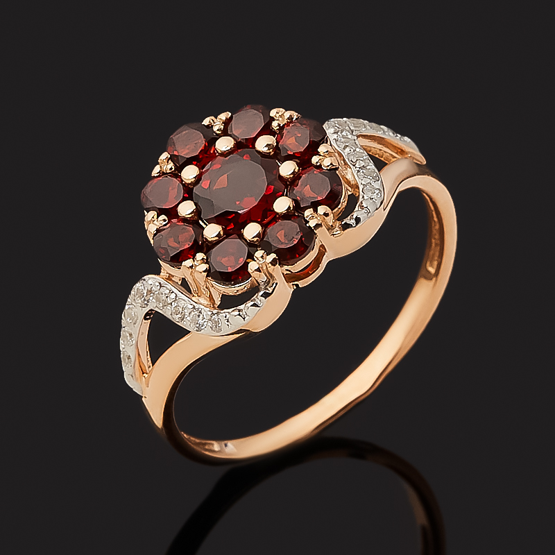 

Кольцо гранат альмандин (серебро 925 пр. позолота, родир. черн.) огранка размер 17,5