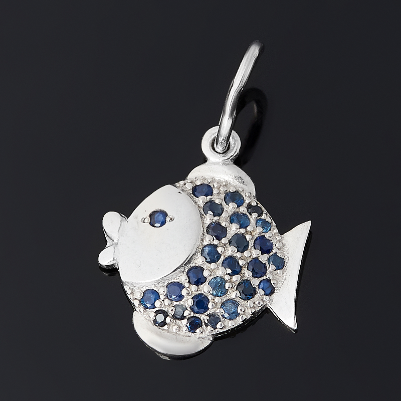 

Кулон сапфир черный (серебро 925 пр. родир. бел.) рыба огранка