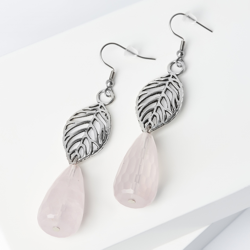 

Серьги розовый кварц (биж. сплав, сталь хир.) огранка