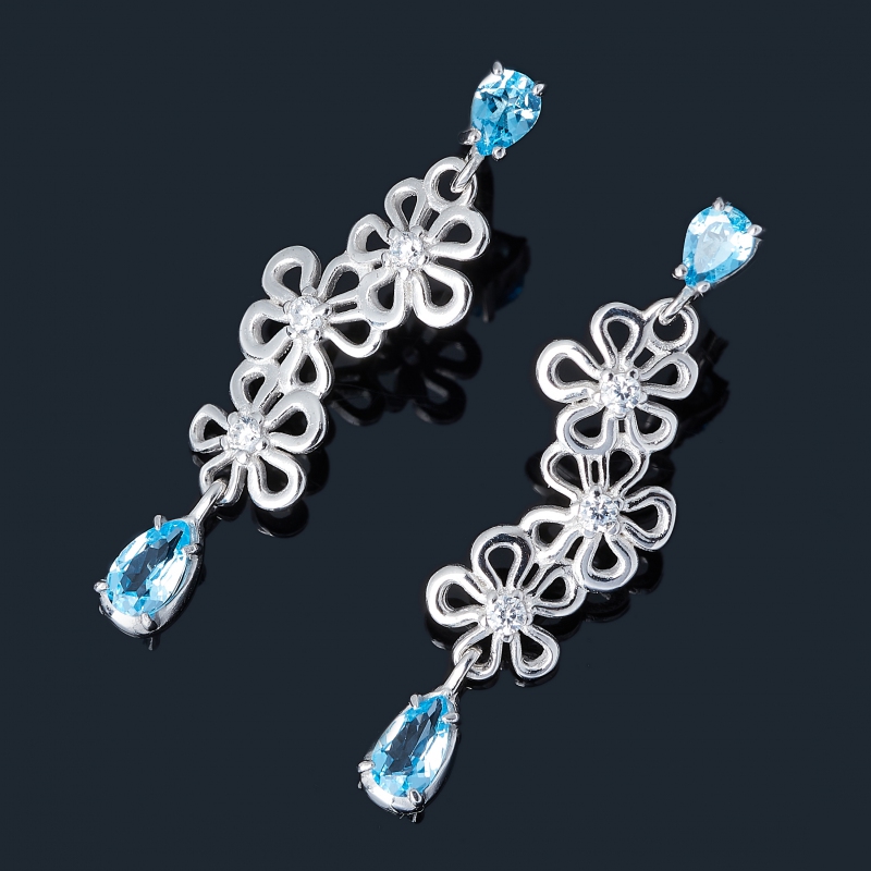 

Серьги топаз swiss (серебро 925 пр. родир. бел.) пуссеты огранка