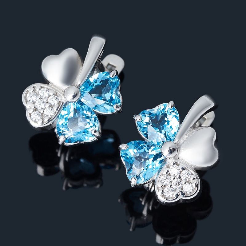 

Серьги топаз swiss (серебро 925 пр. родир. бел.) огранка