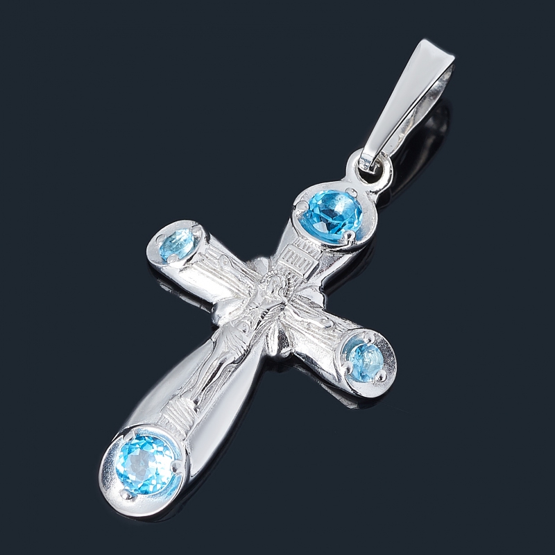 

Кулон топаз swiss (серебро 925 пр. родир. бел.) крест огранка