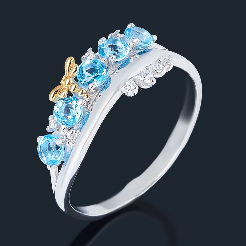 

Кольцо топаз swiss (серебро 925 пр. позолота, родир. бел.) огранка размер 17,5