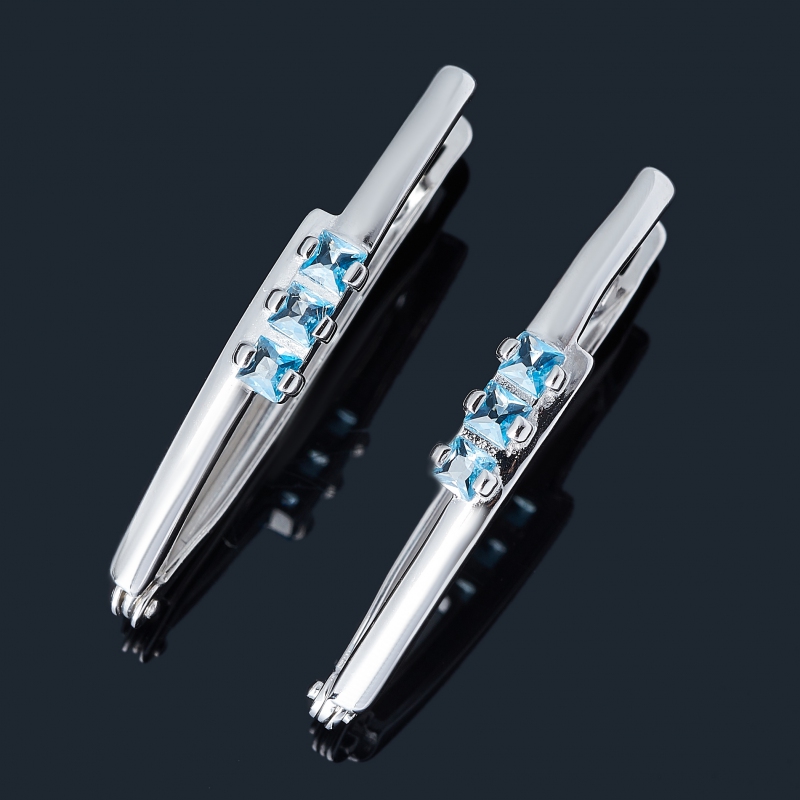 

Серьги топаз swiss (серебро 925 пр. родир. бел.) огранка