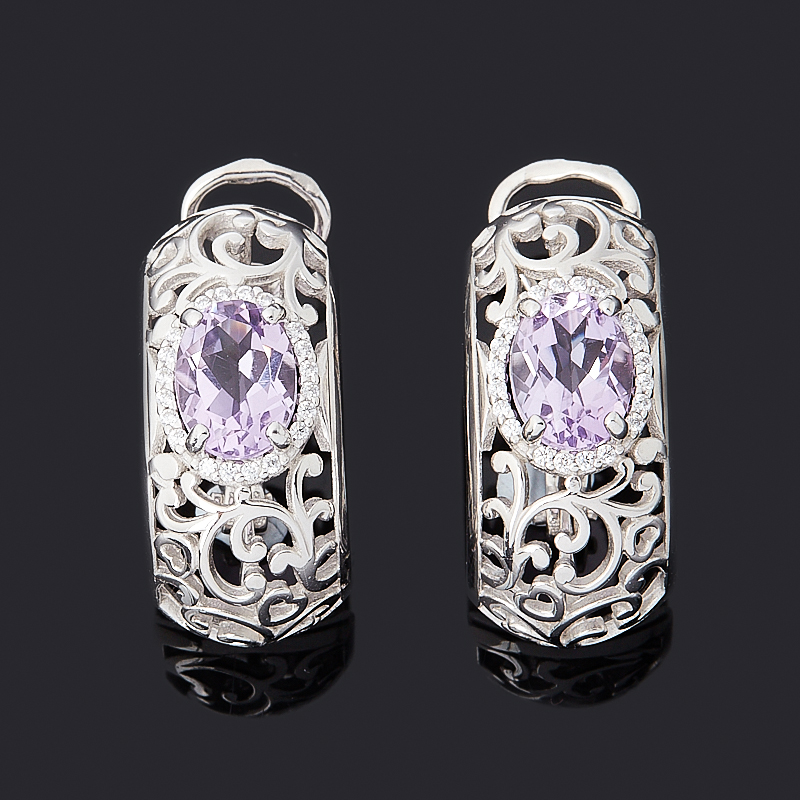

Серьги аметист (серебро 925 пр. родир. бел.) огранка