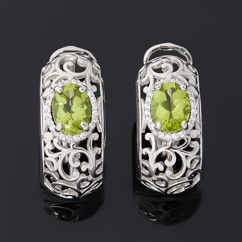 

Серьги хризолит (серебро 925 пр. родир. бел.) огранка