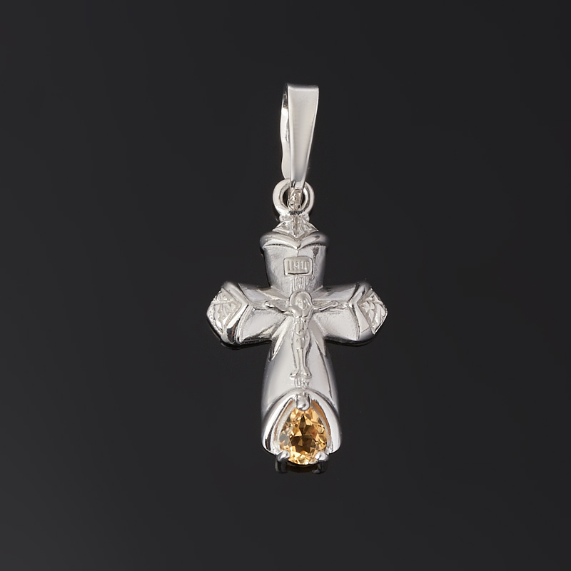 

Кулон цитрин (серебро 925 пр. родир. бел.) крест огранка