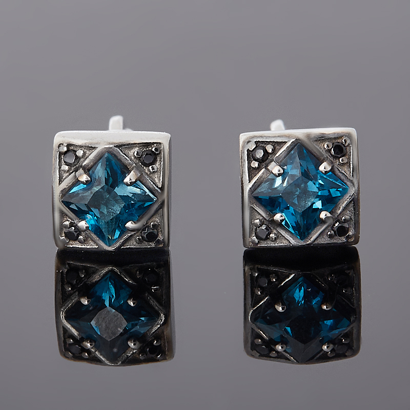 

Серьги топаз лондон (серебро 925 пр. родир. бел., родир. черн.) пуссеты огранка