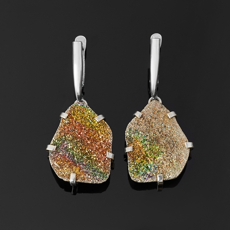 

Серьги спектропирит (дублет) (латунь оксидир., нейзильбер)