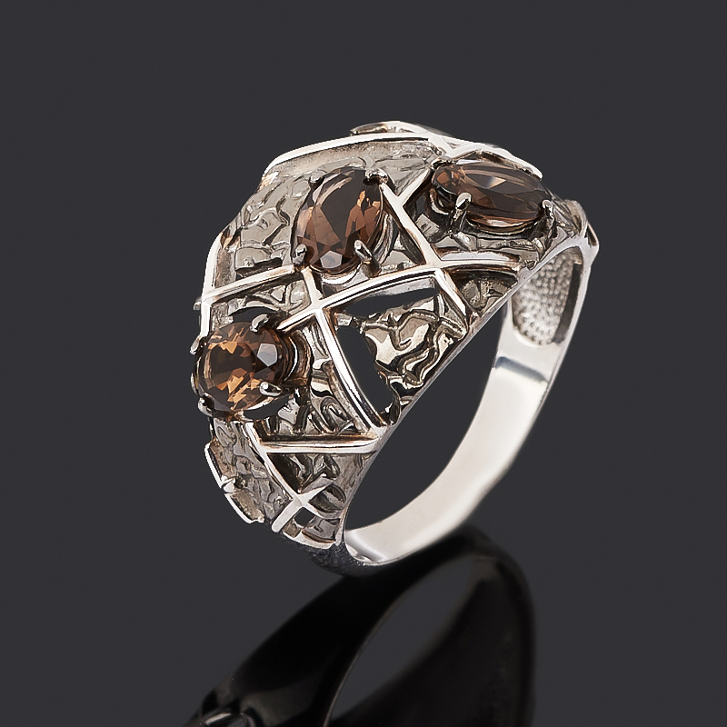 

Кольцо раухтопаз (серебро 925 пр. родир. бел., родир. черн.) огранка размер 17