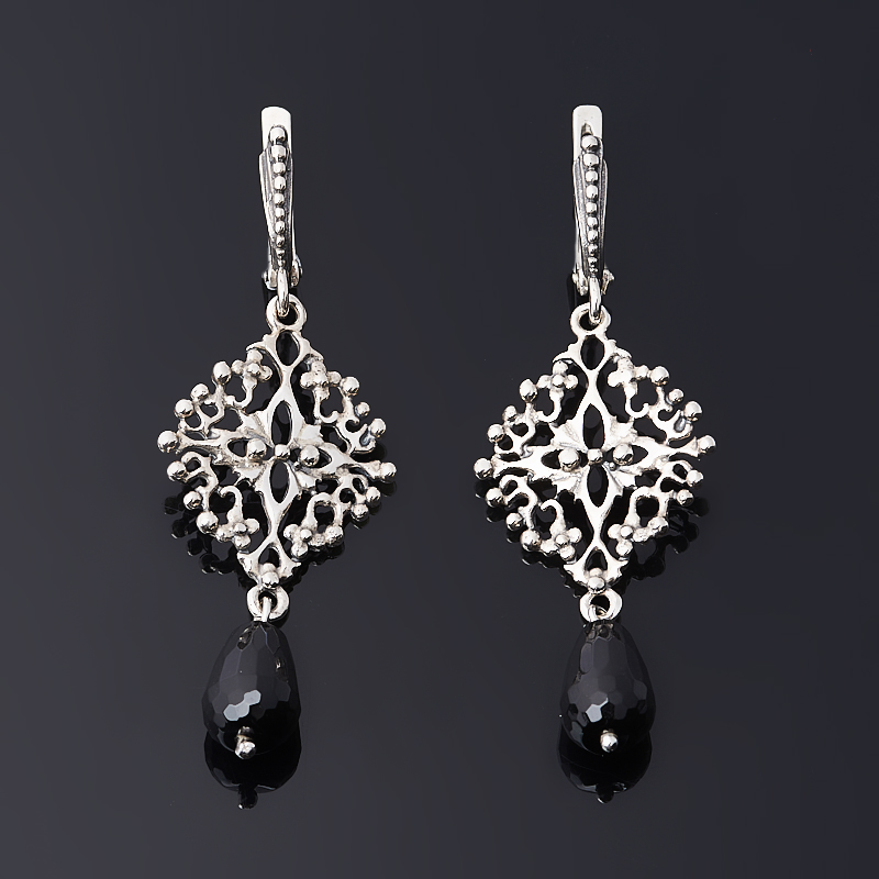 

Серьги агат черный (серебро 925 пр. оксидир.) огранка