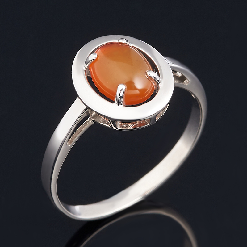 

Кольцо сердолик (серебро 925 пр. родир. бел.) размер 17