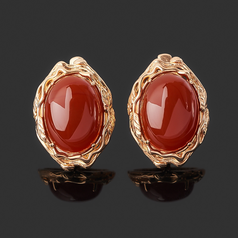 

Серьги сердолик (серебро 925 пр. позолота)