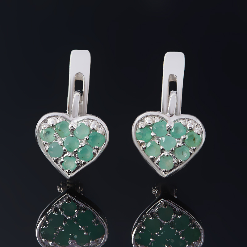 

Серьги изумруд (серебро 925 пр. родир. бел.) огранка