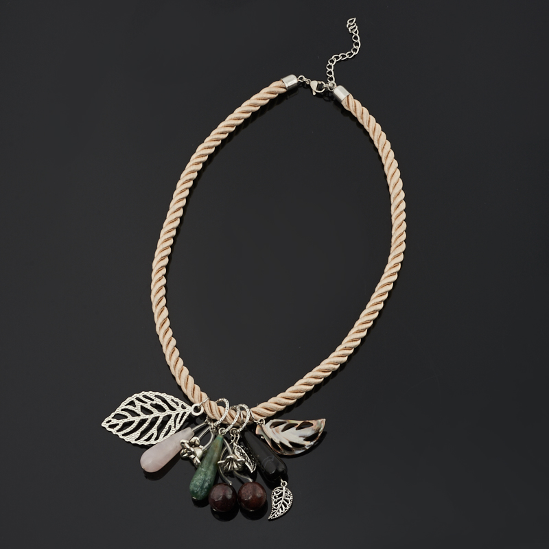 

Бусы микс агат, гранат, перламутр (биж. сплав, сталь хир., текстиль) (колье) 48 см (+5 см)