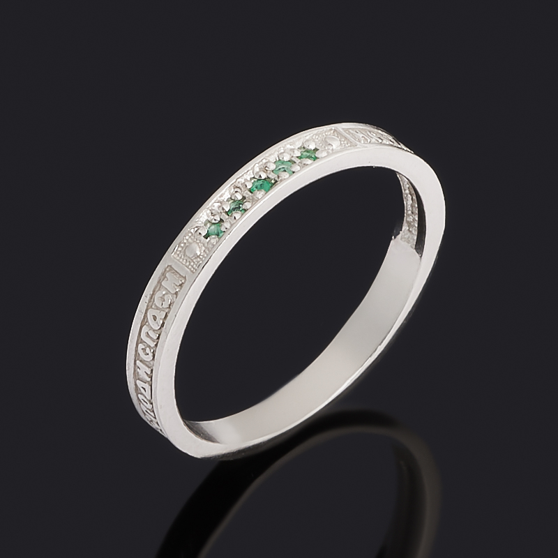 

Кольцо изумруд огранка (серебро 925 пр. родир. бел.) Спаси и сохрани размер 17,5