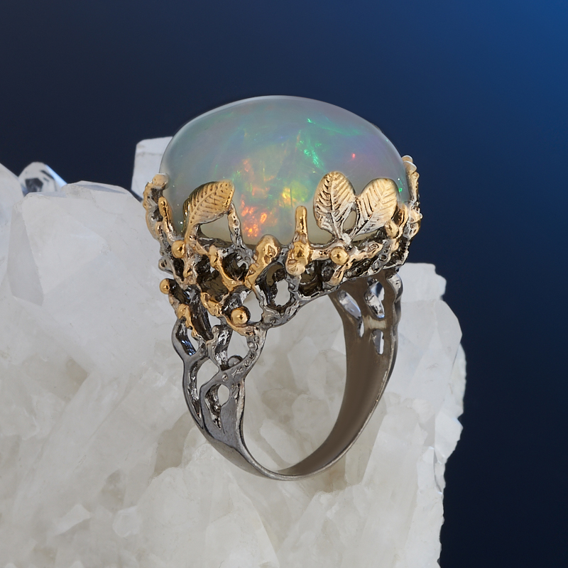 

Кольцо опал благородный белый (серебро 925 пр. позолота, родир. сер.) размер 18,5