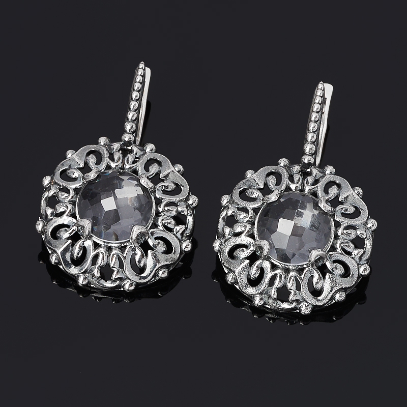 

Серьги горный хрусталь (серебро 925 пр. оксидир.) огранка