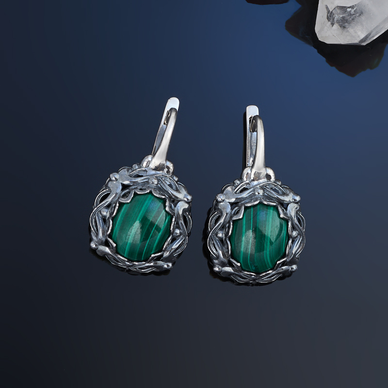 

Серьги малахит (серебро 925 пр. родир. черн.)