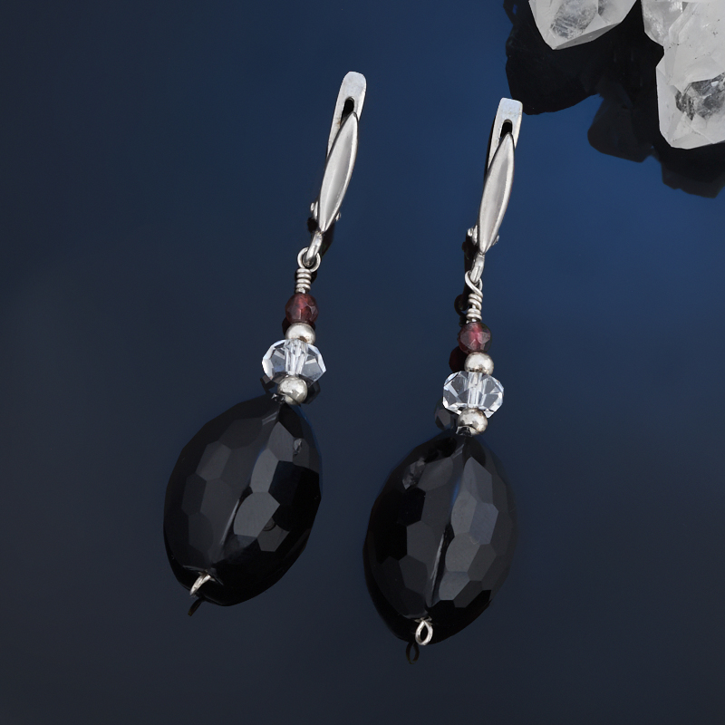 

Серьги агат черный (серебро 925 пр.) огранка
