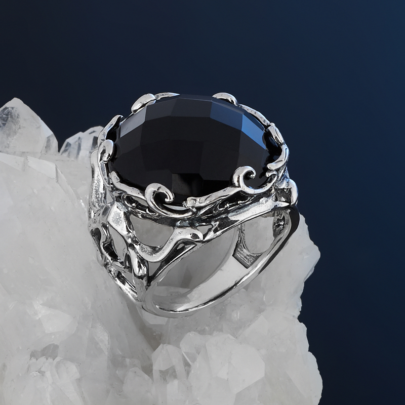 

Кольцо агат черный (серебро 925 пр.) огранка размер 17,5