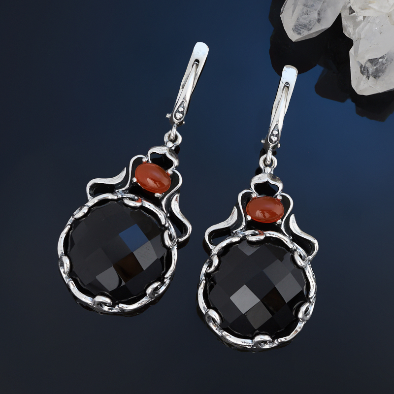 

Серьги агат черный (серебро 925 пр.) огранка