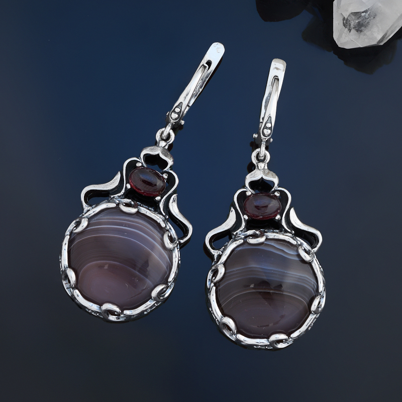 

Серьги агат серый (серебро 925 пр.)