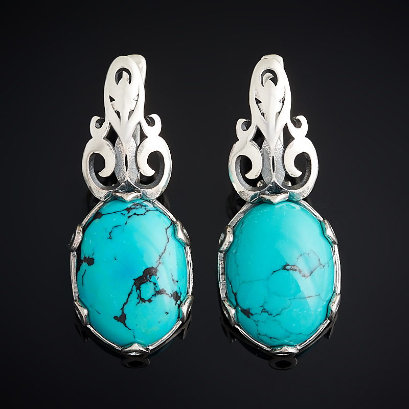

Серьги бирюза (серебро 925 пр. оксидир.)