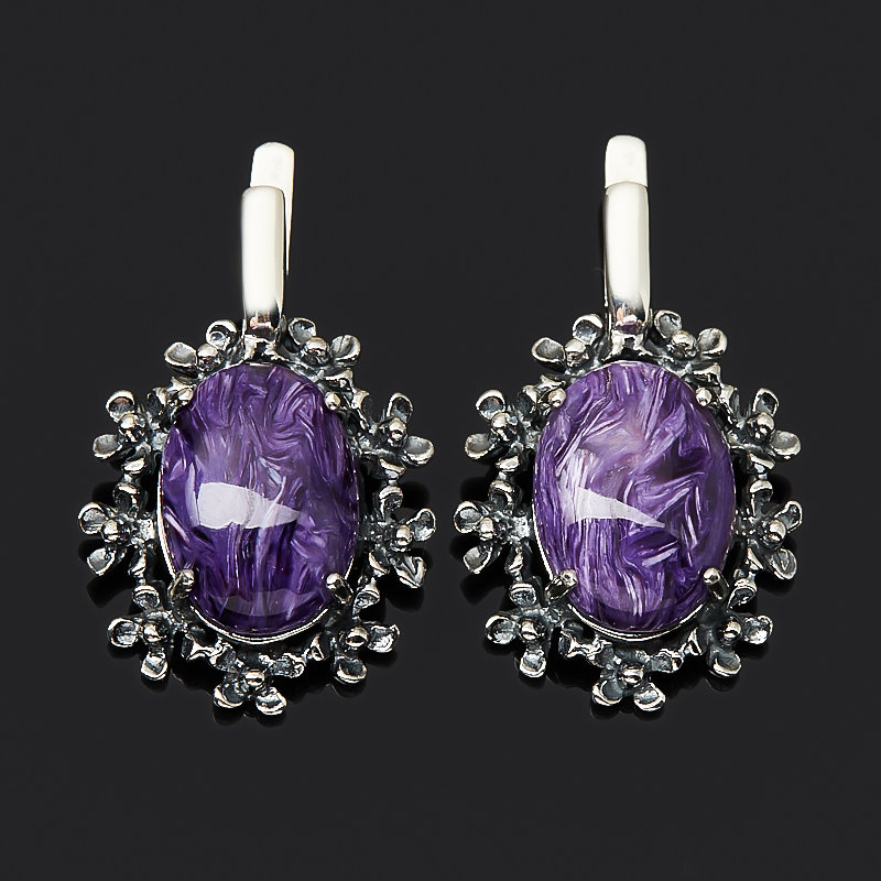 

Серьги чароит (серебро 925 пр. оксидир.)