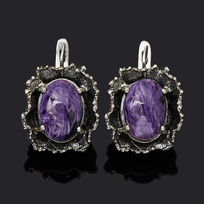 

Серьги чароит (серебро 925 пр. оксидир.)