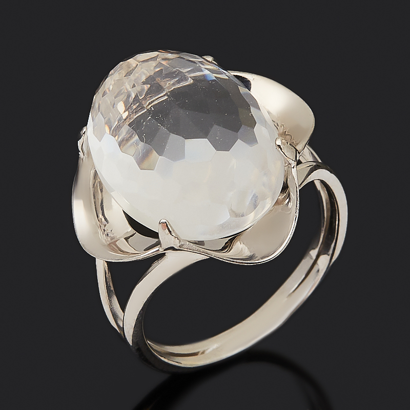 

Кольцо горный хрусталь (серебро 925 пр. родир. бел.) огранка размер 17,5