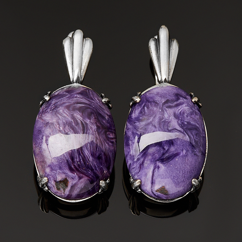 

Серьги чароит (серебро 925 пр. оксидир.)