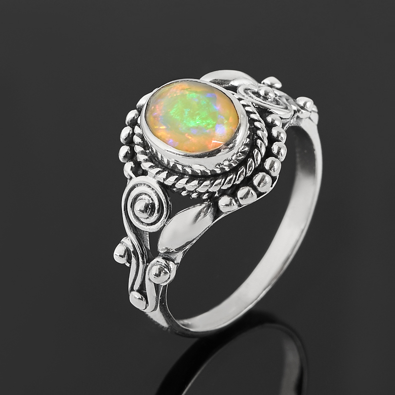 

Кольцо опал благородный желтый (серебро 925 пр. оксидир.) огранка размер 18