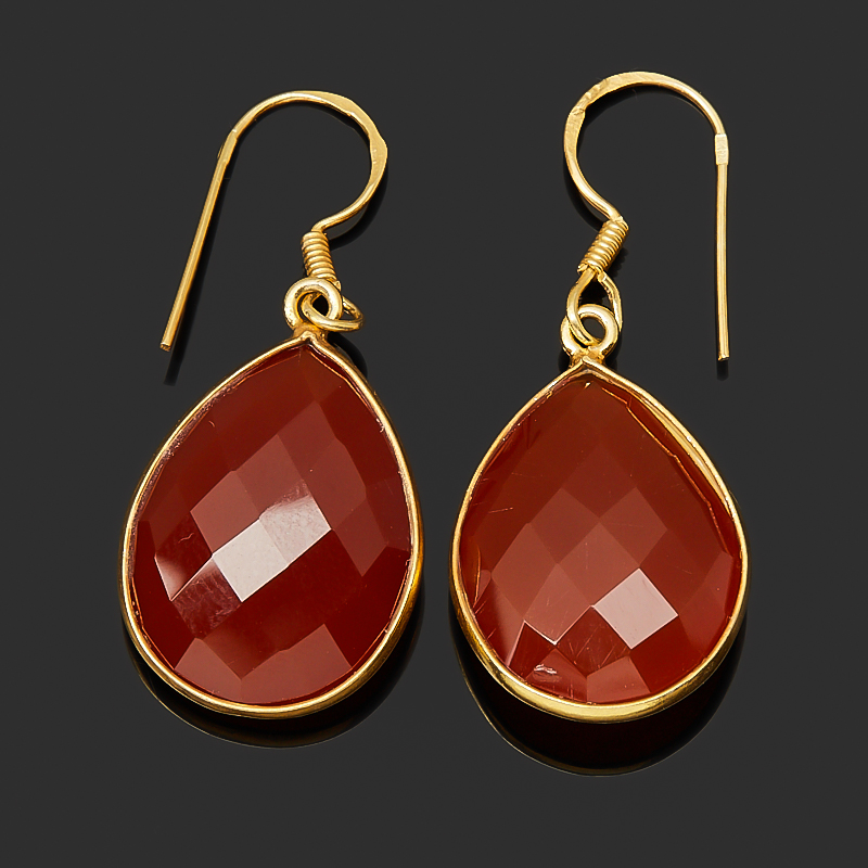 

Серьги сердолик (серебро 925 пр. позолота) огранка