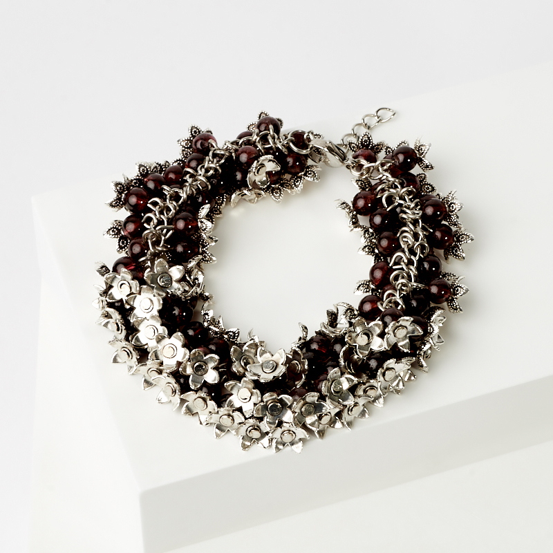 

Браслет гранат альмандин (биж. сплав, сталь хир.) 5 мм 17 см (+3 см)