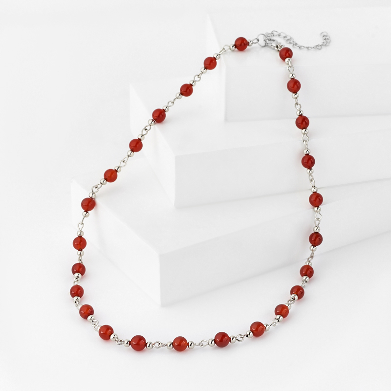 

Бусы сердолик (биж. сплав) 6 мм 43 см (+7 см)