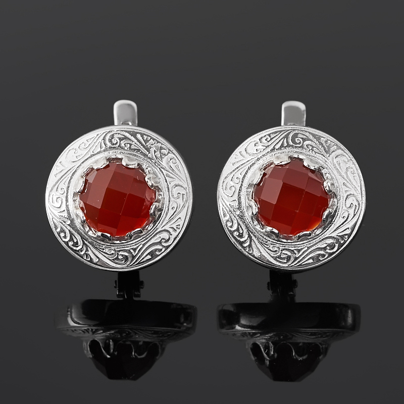 

Серьги сердолик (серебро 925 пр. родир. бел.) огранка
