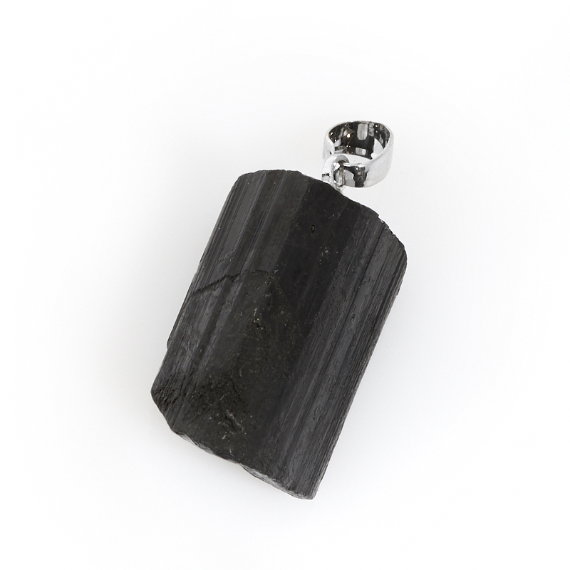Кулон турмалин черный (шерл) Бразилия (биж. сплав) кристалл 3-4 см