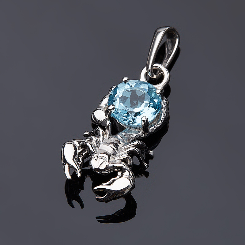 

Кулон топаз голубой (серебро 925 пр. родир. бел.) Скорпион огранка