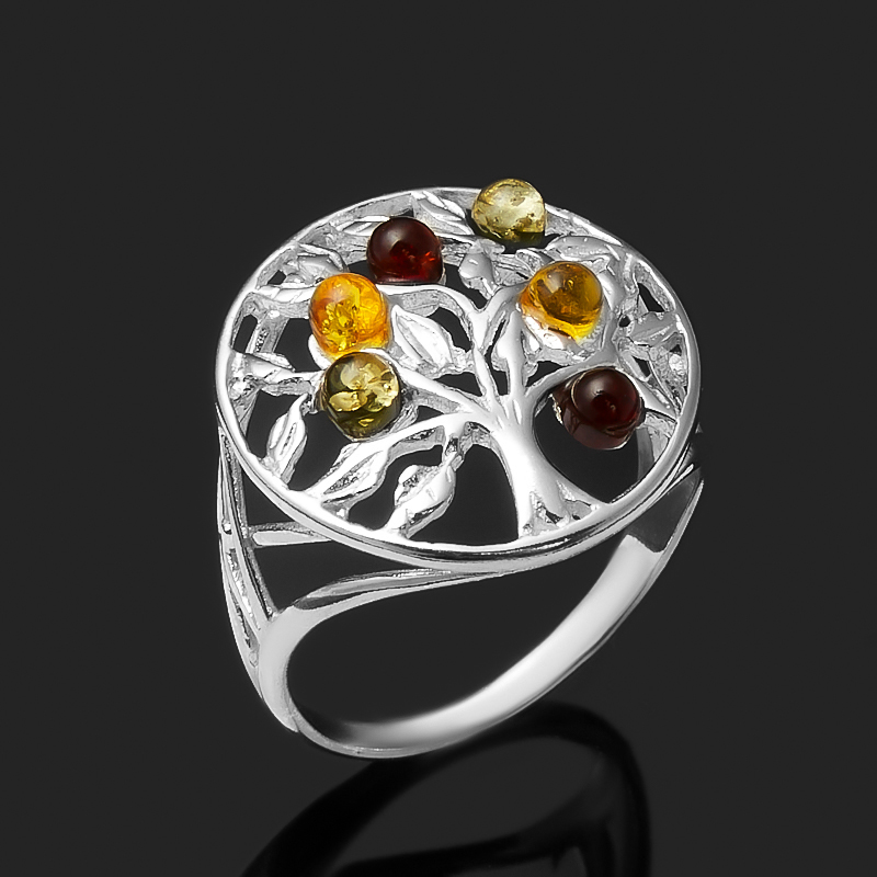 

Кольцо янтарь пресс (серебро 925 пр. родир. бел.) размер 18