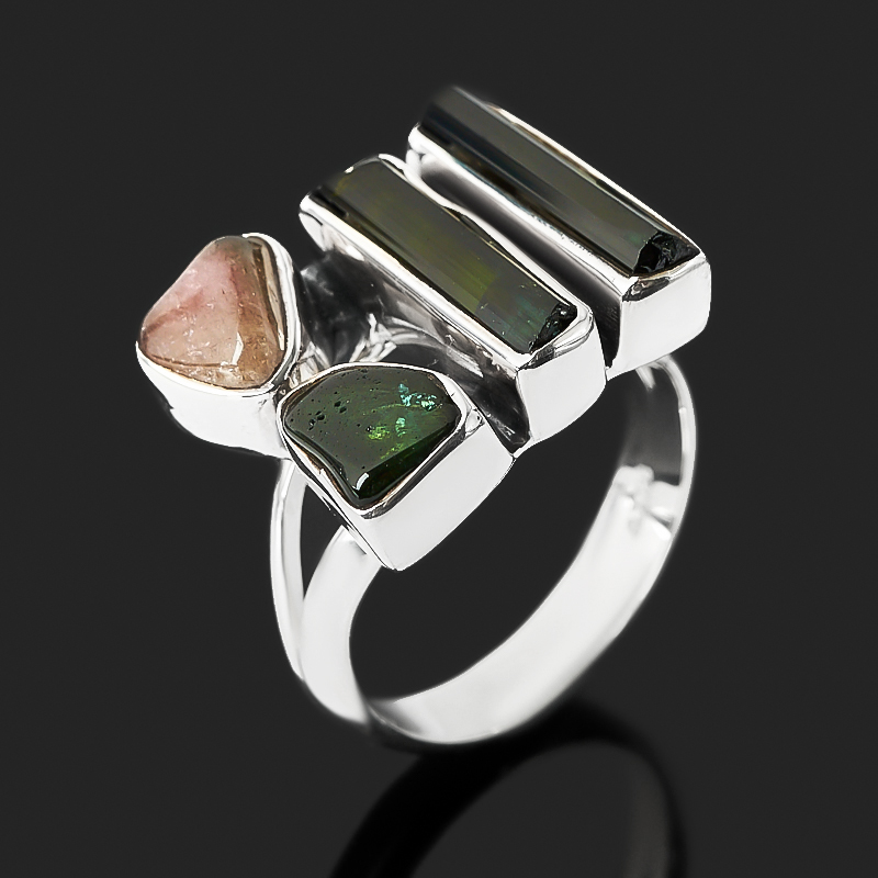 

Кольцо турмалин зеленый (верделит), розовый (рубеллит) (серебро 925 пр.) размер 18