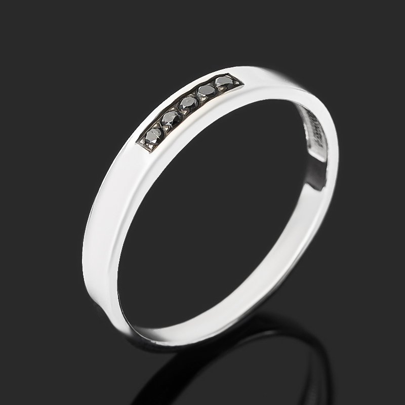 Кольцо бриллиант черный (серебро 925 пр. родир. бел.) огранка (обручальное) размер 19