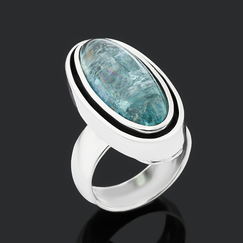 

Кольцо аквамарин (серебро 925 пр. оксидир.) размер 18