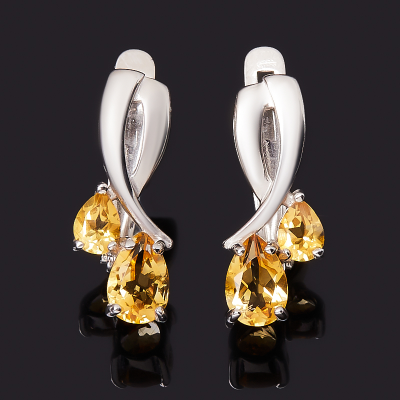 

Серьги цитрин (серебро 925 пр. родир. бел.) огранка