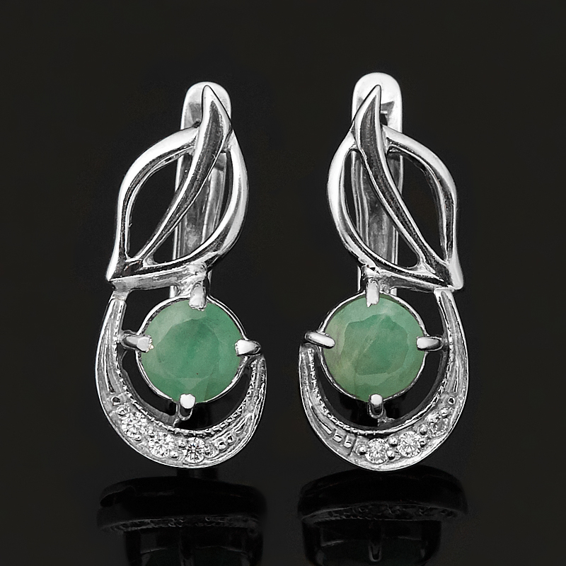 

Серьги изумруд (серебро 925 пр. родир. бел.) огранка